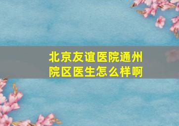 北京友谊医院通州院区医生怎么样啊