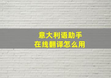 意大利语助手在线翻译怎么用