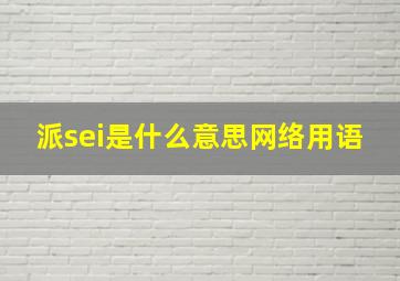 派sei是什么意思网络用语